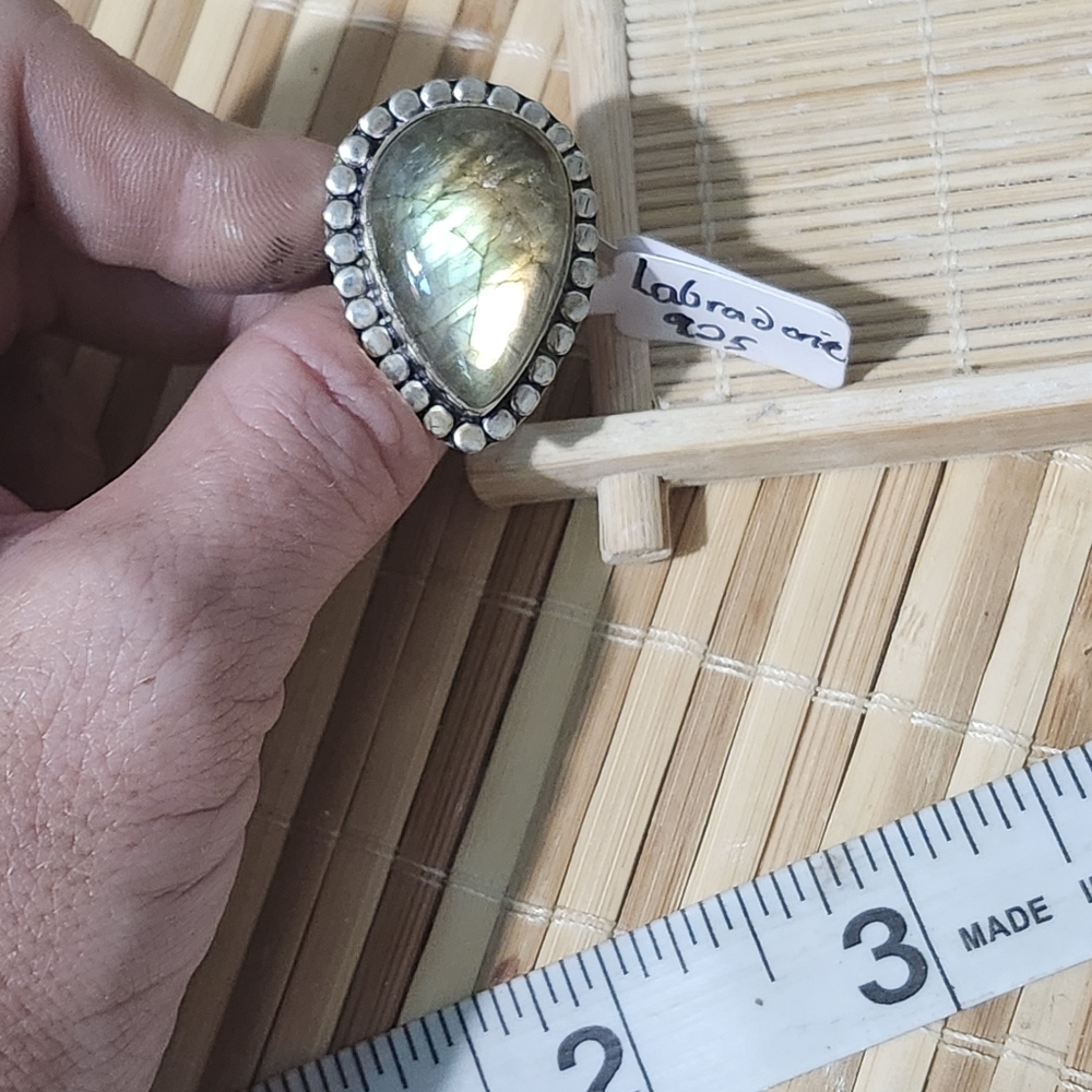 Handmade Labradorite Silver Ring Size 7.5 - Picture 2 of 7